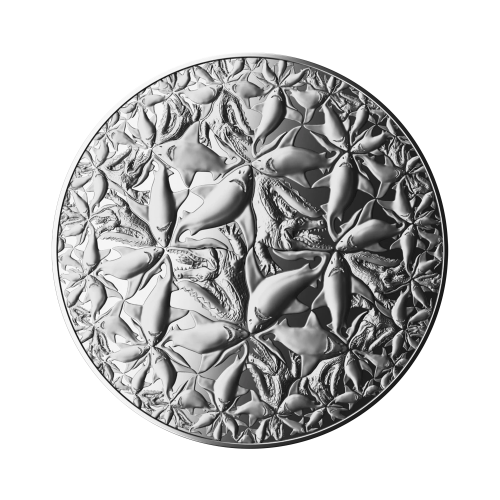 2 troy ounce zilveren munt Algoritme – Water en Aarde 2022 proof voorkant