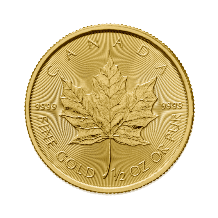 Voorkant 1/2 troy ounce gouden Maple Leaf munt