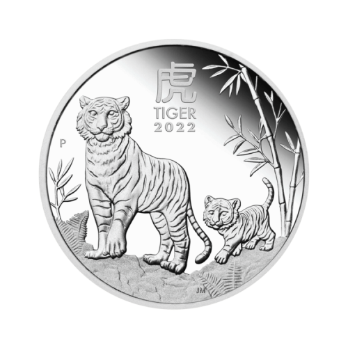 1/2 troy ounce zilveren munt Lunar 2022 Proof voorkant