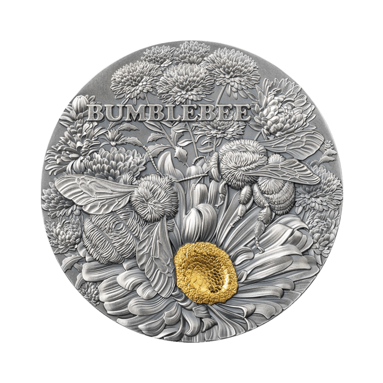 2 troy ounce silver coin Bumblebee antique finish 2023 front