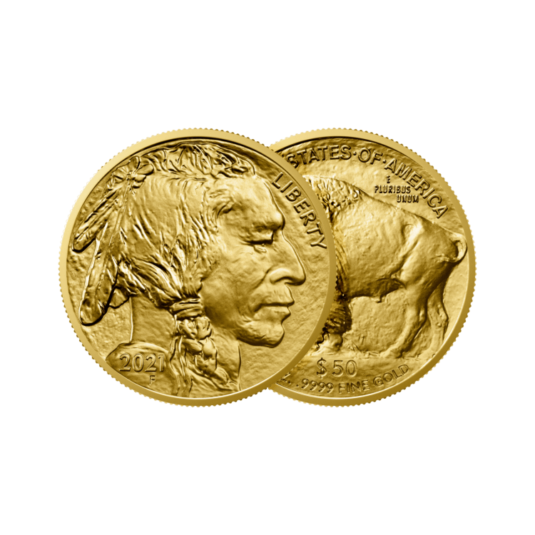 1 troy ounce gouden American Buffalo munt 2025 perspectief 1