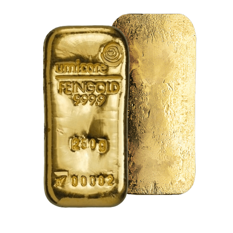 Umicore 250 gram goudbaar