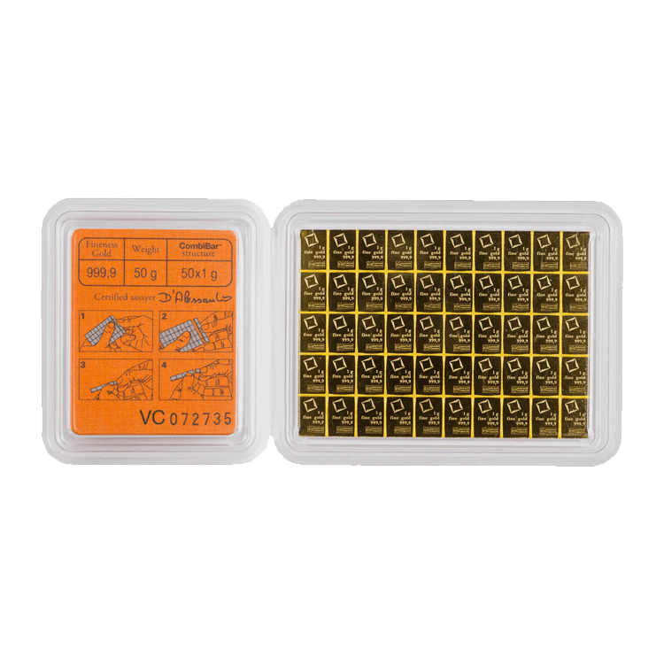 50x 1 gram gouden CombiBar achterkant