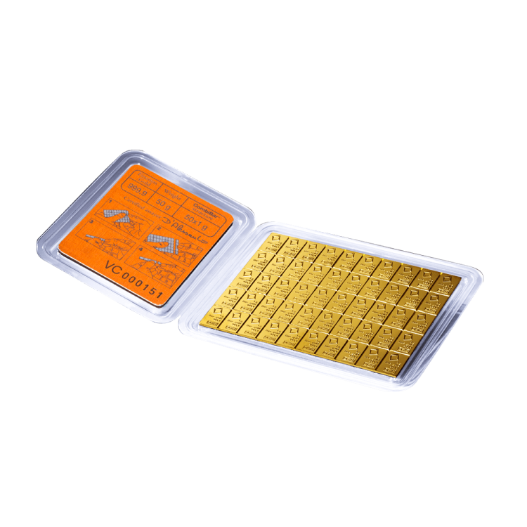 50x 1 gram gouden CombiBar perspectief 1
