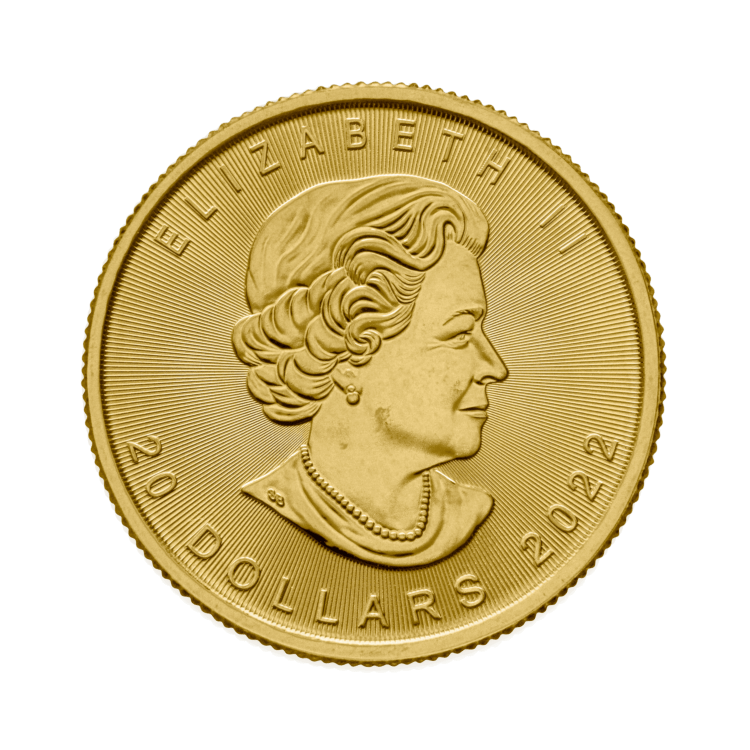 Voorkant 1/2 troy ounce gouden Maple Leaf munt