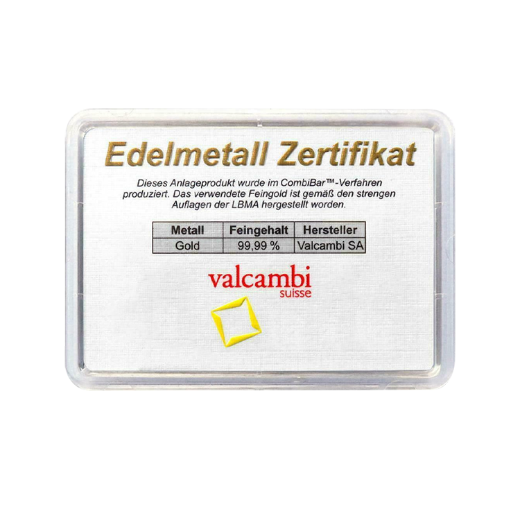 20x 1 gram gouden Valcambi CombiBar perspectief 2
