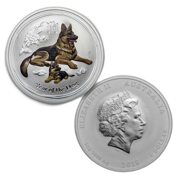 Proof edition Lunar series 2018 4x 1 ounce silver back