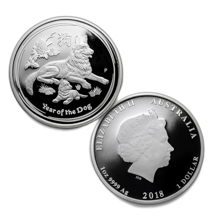 Proof edition Lunar series 2018 4x 1 ounce silver angle 2