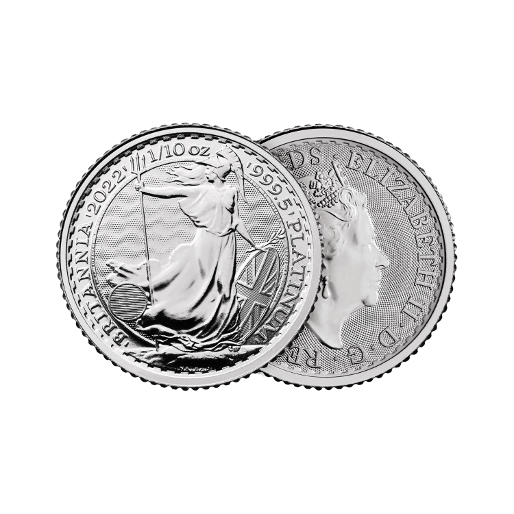 1/10 Troy ounce platinum coin Britannia 2022 angle 1