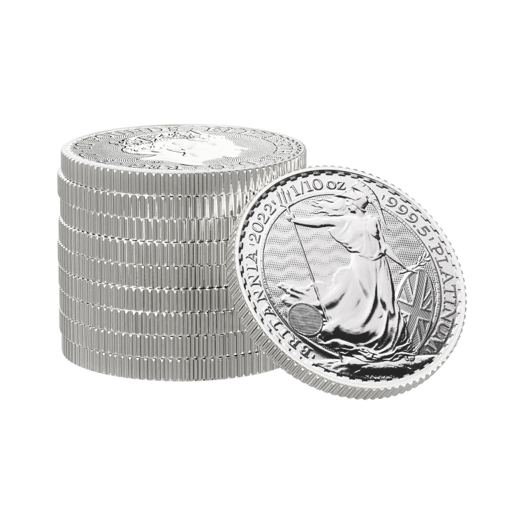 1/10 Troy ounce platinum coin Britannia 2022 angle 2