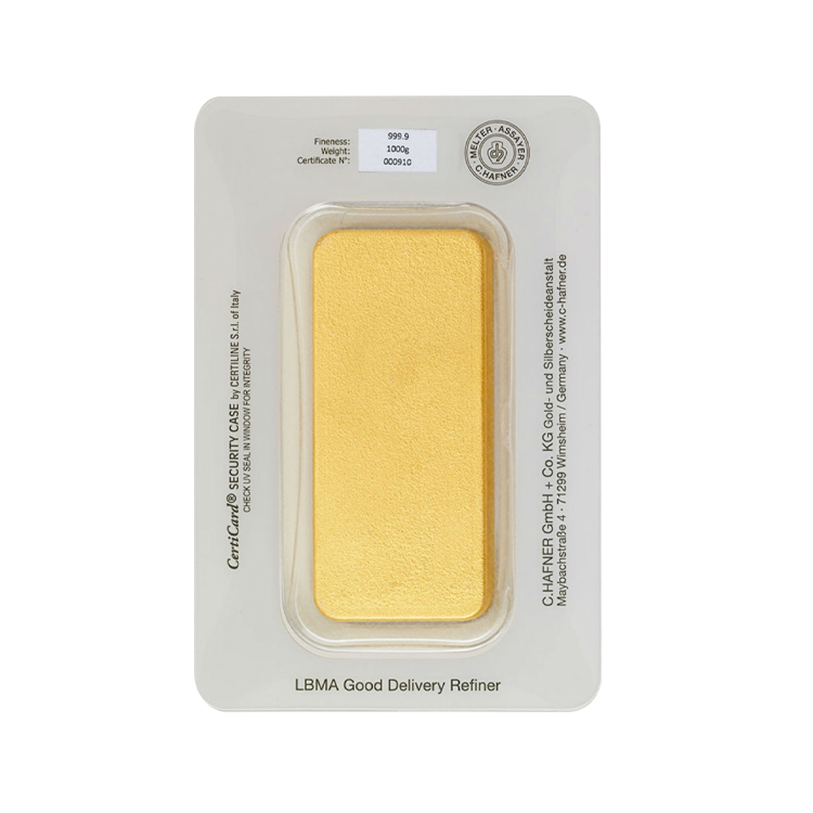 Goudbaar 1 kilogram C. Hafner achterkant
