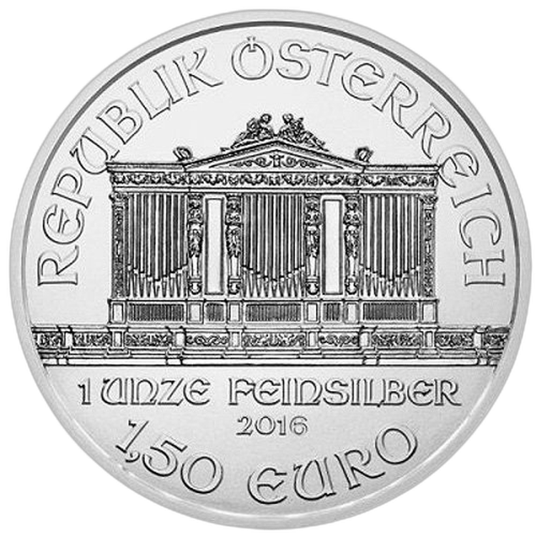 1 Troy ounce zilveren munt Philharmoniker 2016 Color Edition achterkant