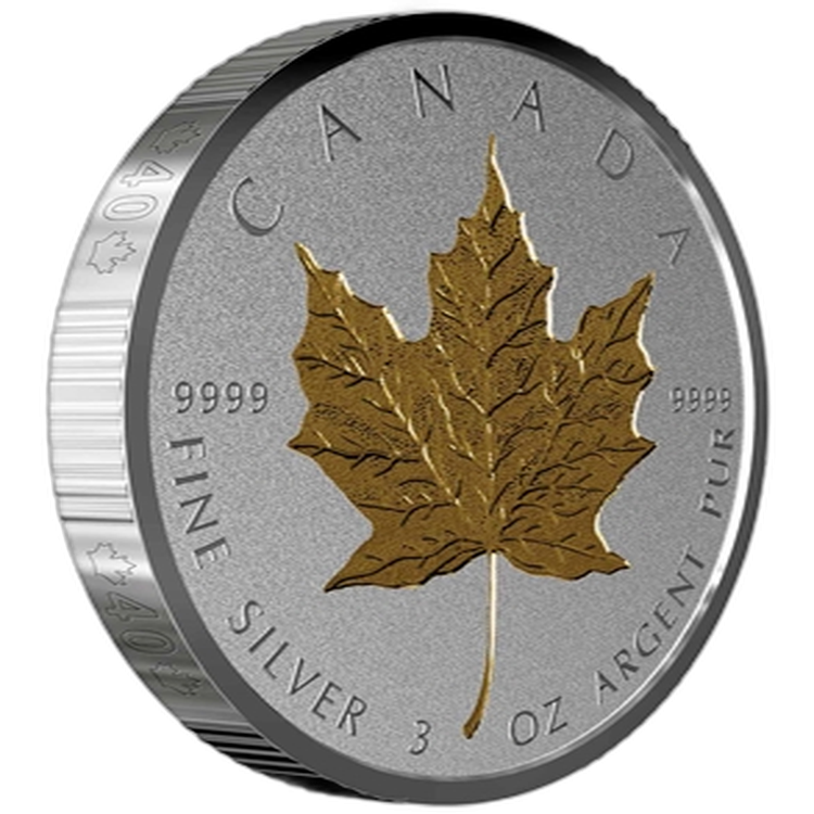 3 Troy ounce silver coin Maple Leaf 40th Anniversary 2019 Proof back