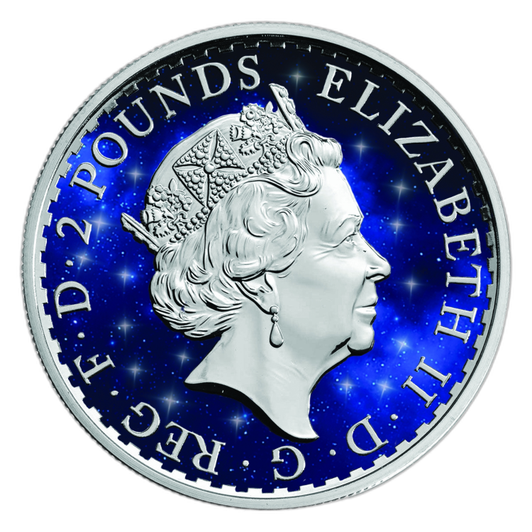 1 Troy ounce zilveren munt Glowing Galaxy Britannia 2019 back