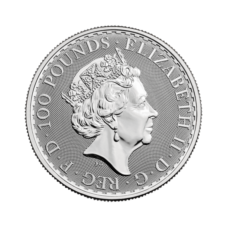 1 troy ounce platina Britannia munt achterkant