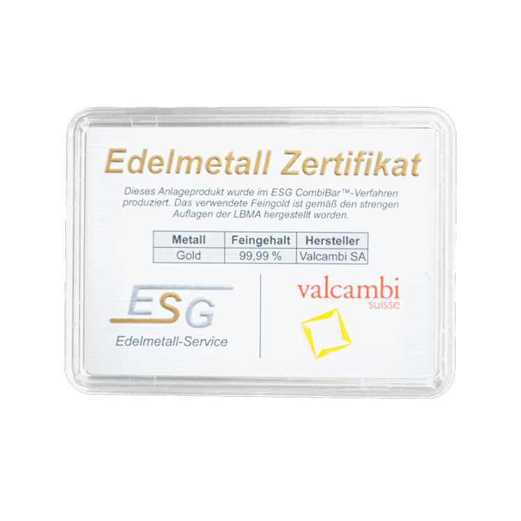 Echtheidscertificaat Combibar 50x 0,5 gram
