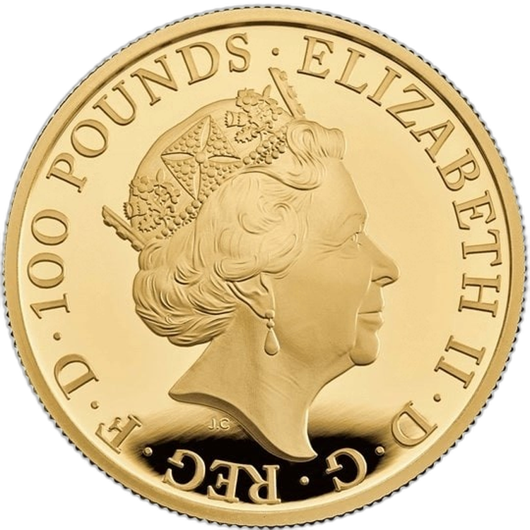 1 Troy ounce golden coin Queens Beasts White Lion Proof back