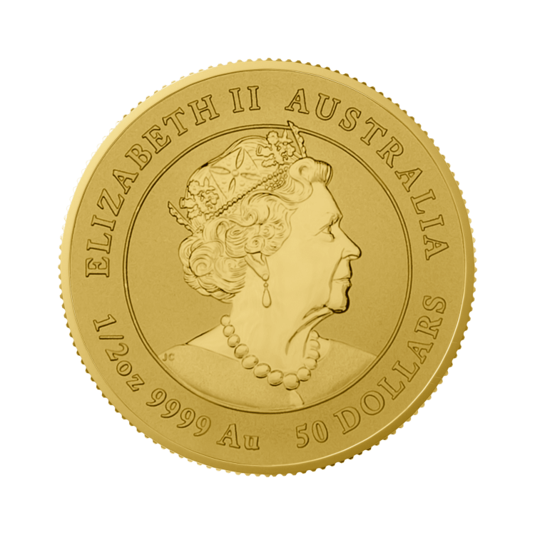 1/2 troy ounce gouden munt Lunar 2021 achterkant