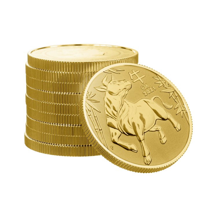 1/2 troy ounce gouden munt Lunar 2021 perspectief 2