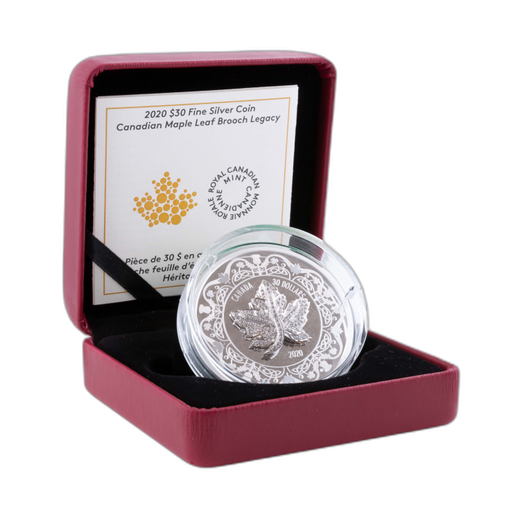 Zilveren munt Maple Leaf Canadese esdoornblad broche legacy 2020 perspectief 5