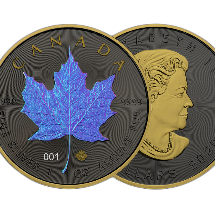 1 troy ounce silver coin Maple Leaf Chameleon 2020 angle 3