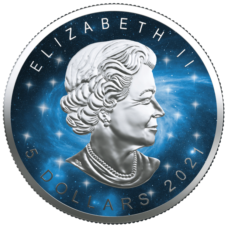 1 Troy ounce zilveren munt Glowing Galaxy Maple Leaf 2021 perspectief 2