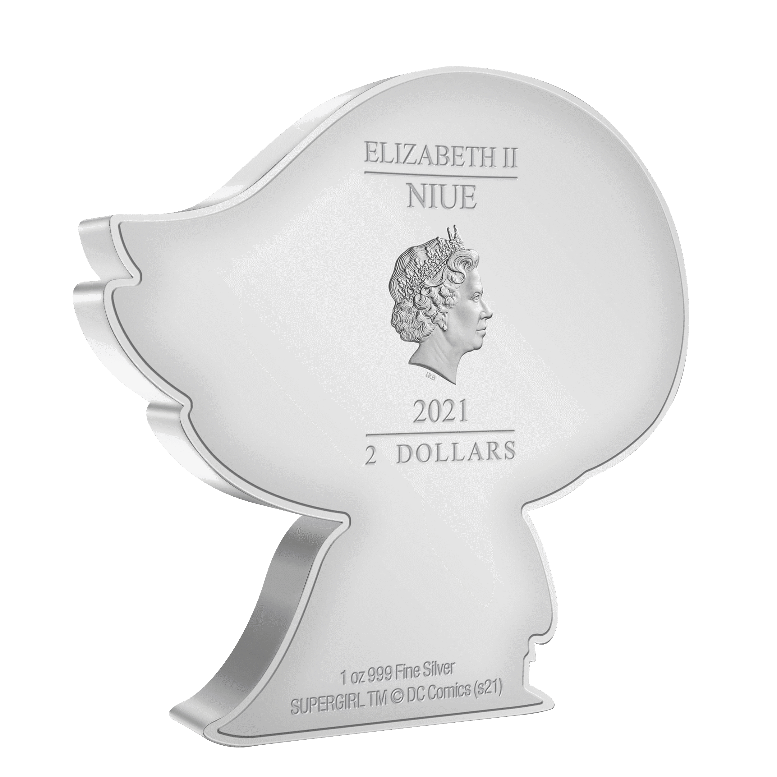 1 troy ounce zilveren munt supergirl 2021 Proof achterkant