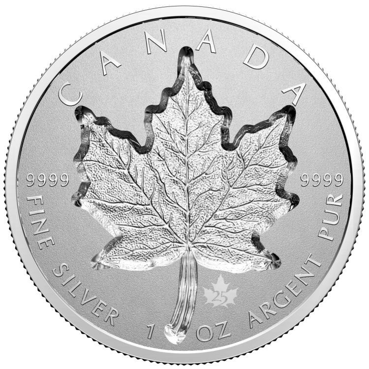 1 troy ounce zilveren munt Super incuse Maple Leaf 2021 perspectief 2