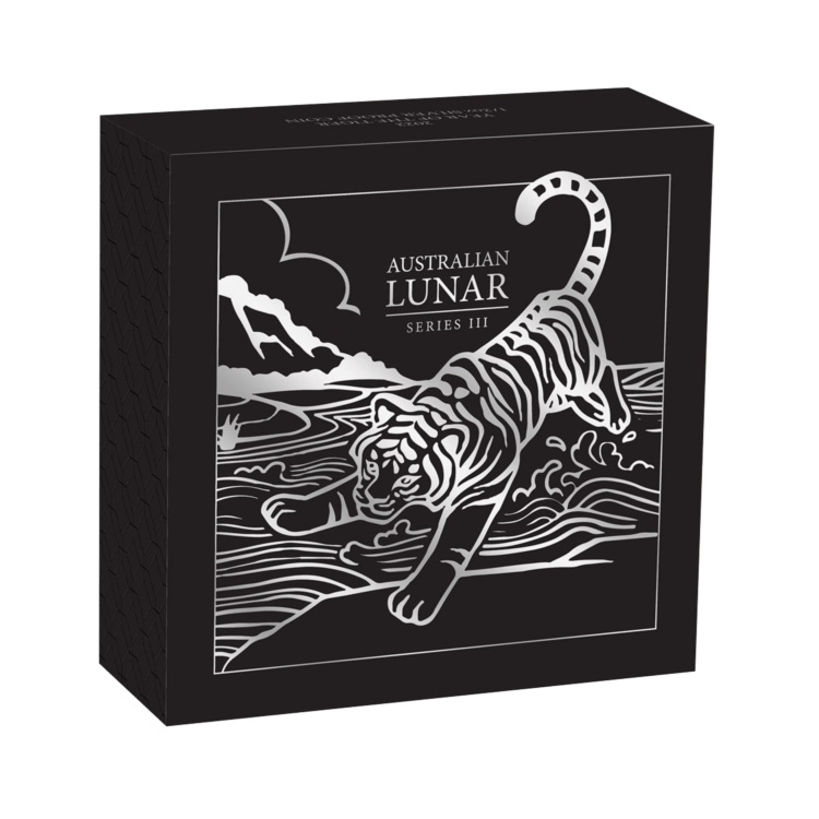 1/2 troy ounce zilveren munt Lunar 2022 Proof perspectief 2