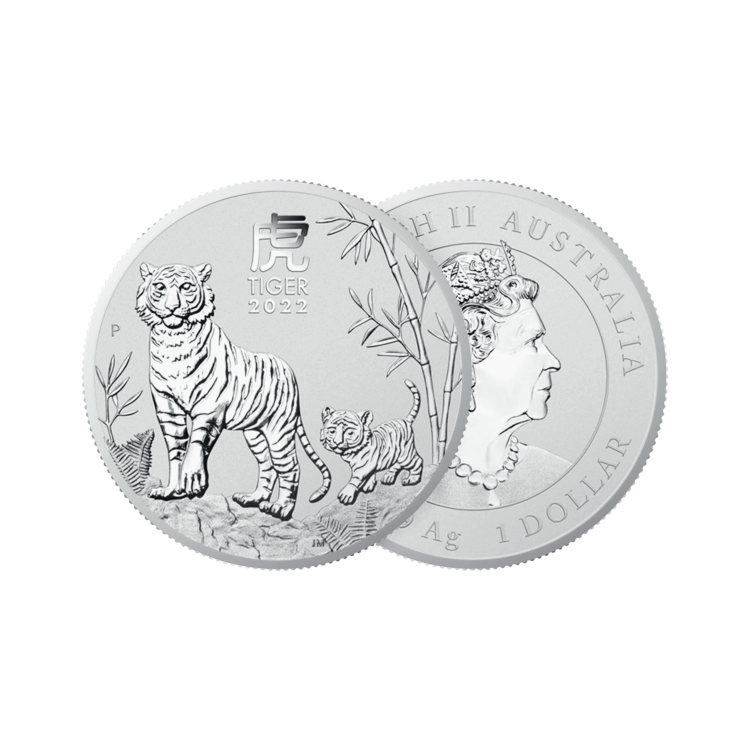 1 troy ounce silver Lunar Year of the Tiger 2022 angle 1