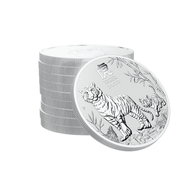 1 troy ounce silver Lunar Year of the Tiger 2022 angle 3