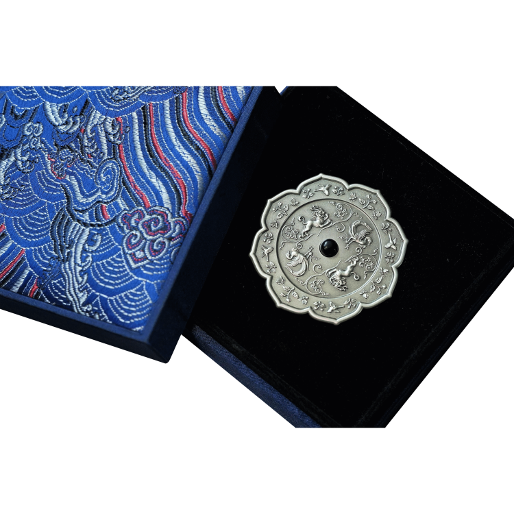 2 troy ounce silver coin Ancient Mirror Art 2021 angle 2