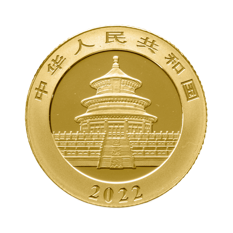 8 Grams gold coin Panda 2022 back