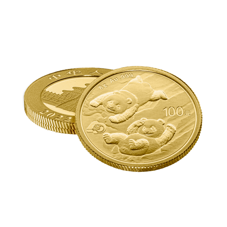 8 Grams gold coin Panda 2022 angle 3