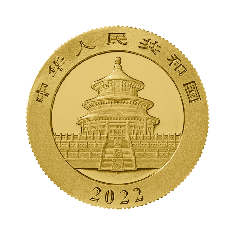 15 gram gouden munt Panda 2022 achterkant