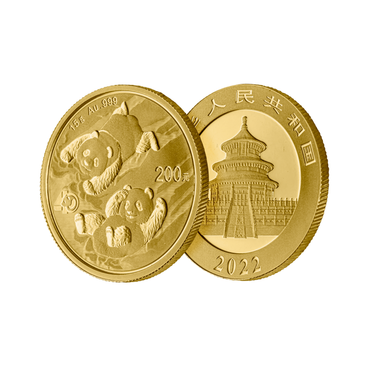 15 gram gouden munt Panda 2022 perspectief 1