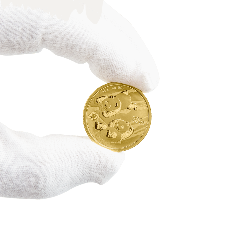 15 gram gouden munt Panda 2022 perspectief 3