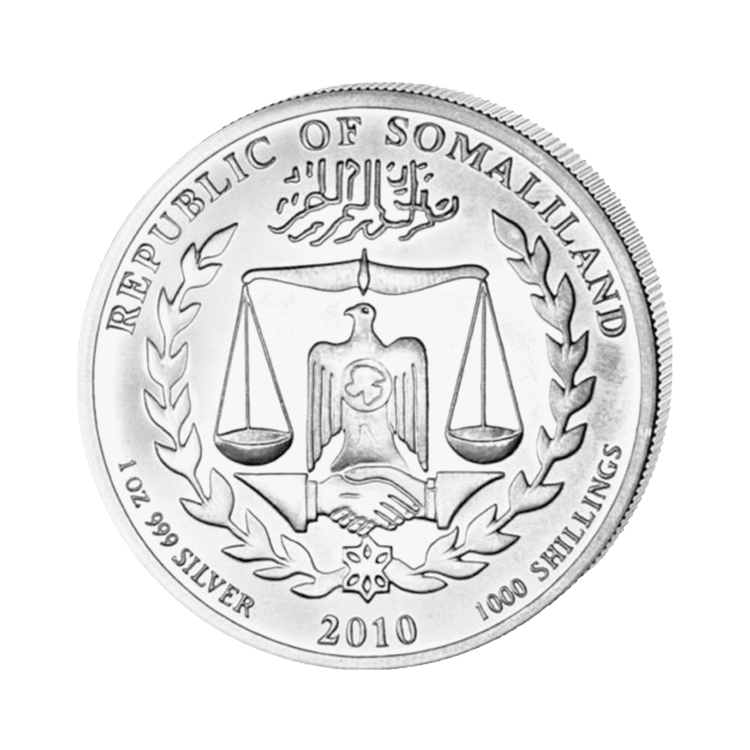 1 troy ounce zilveren munt jaar van de tijger 2010 - somaliland achterkant