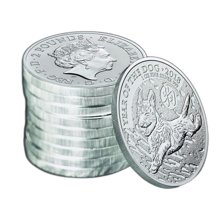 1 troy ounce silver coin Britannia year of the dog 2018 angle 1