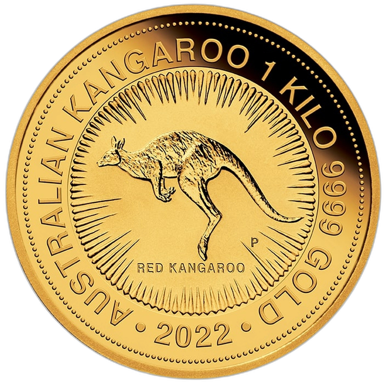 1 Kilo gouden munt Kangaroo 2022 perspectief 1