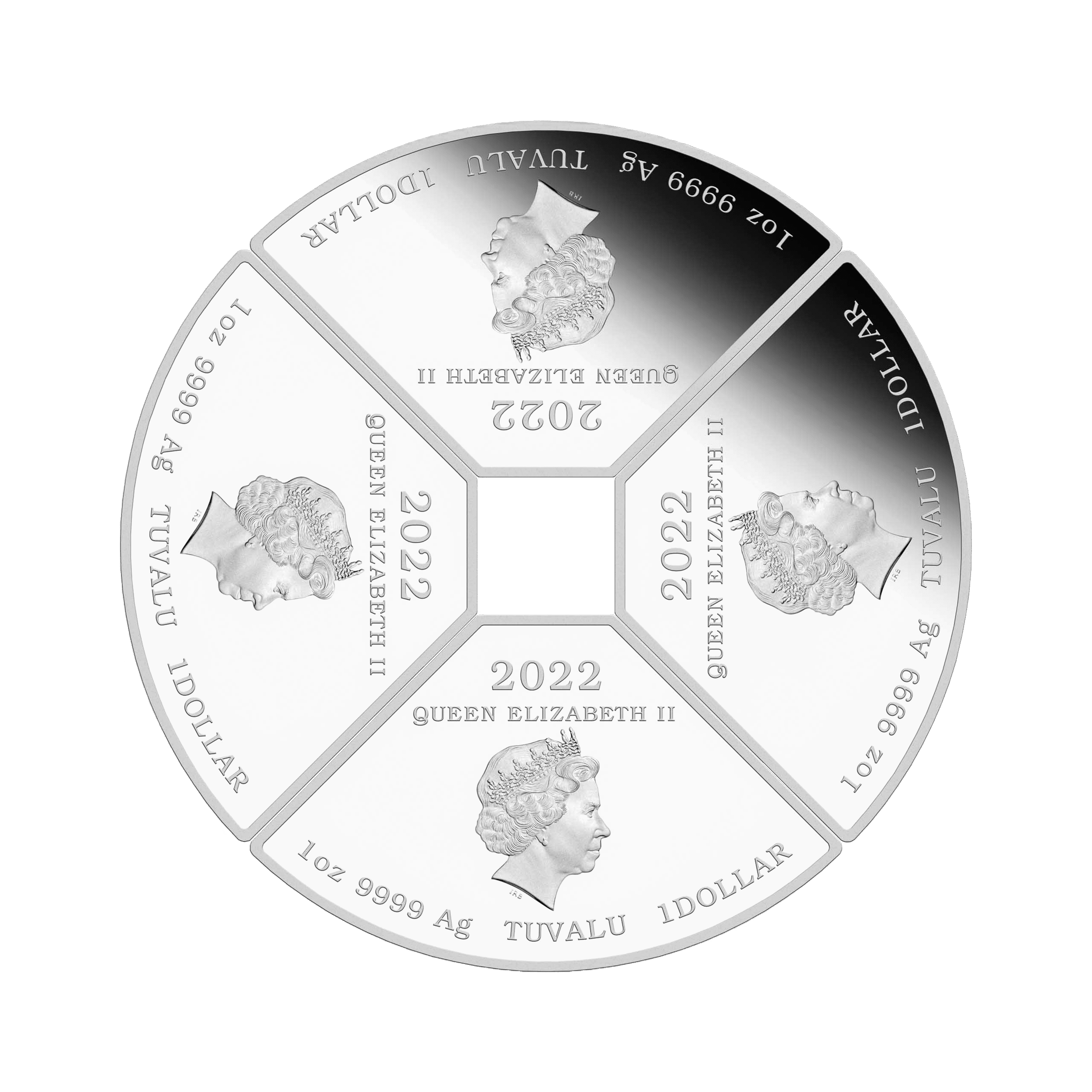 4-Delige set jaar van de tijger quadrant 2022 achterkant