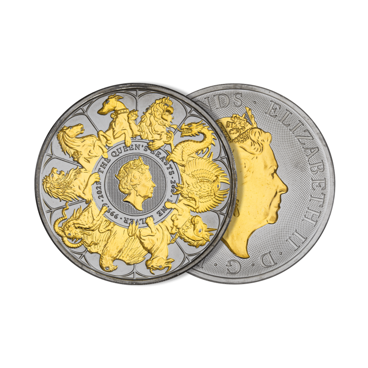 2 troy ounce zilveren Queens Beasts completer The Silver Mountain munt perspectief 1