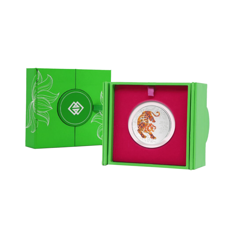1 troy ounce zilveren munt Macao Lunar jaar van de tijger 2022 perspectief 3