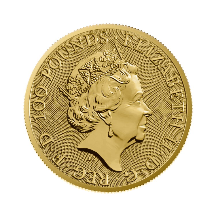 1 troy ounce gouden Tudor Beasts Lion of England achterkant