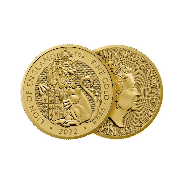 1 troy ounce gouden Tudor Beasts Lion of England perspectief 1