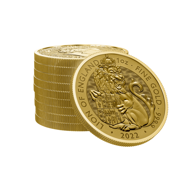 1 troy ounce gouden Tudor Beasts Lion of England perspectief 2