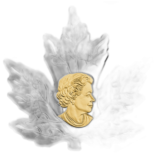 Uitsnede zilveren Maple Leaf esdoornblad voorkant