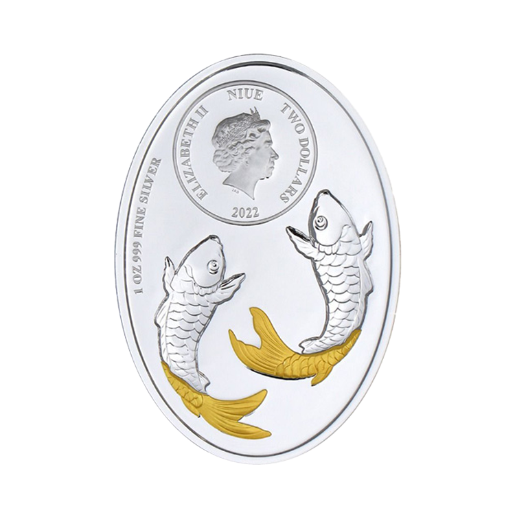 1 troy ounce silver coin Prosperity Koi 2022 back