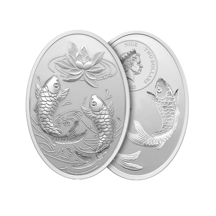 1 troy ounce silver coin Lucky Koi 2022 angle 1