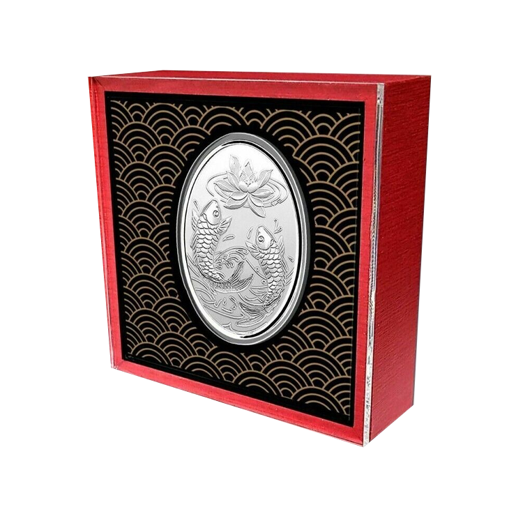 1 troy ounce silver coin Lucky Koi 2022 angle 2